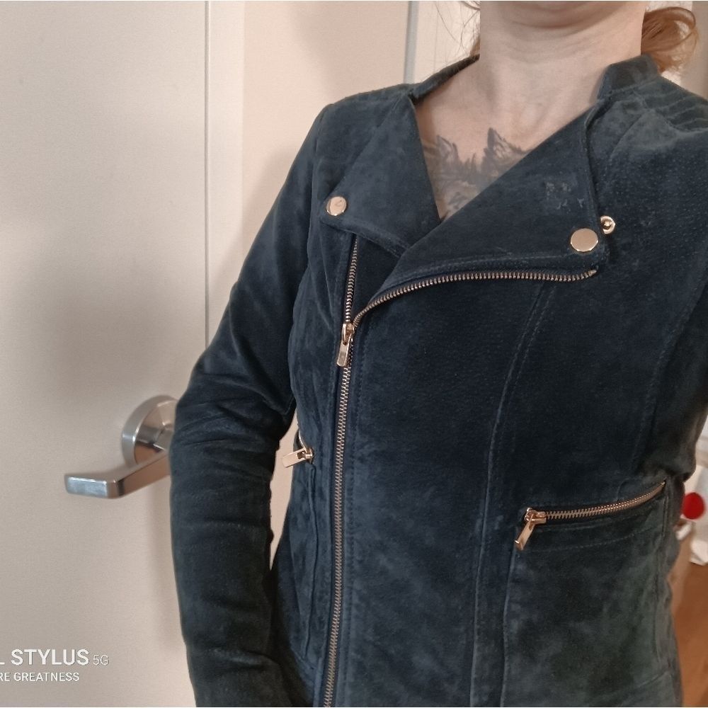 MANGO Suede Moto Coat - Picture 4 of 14